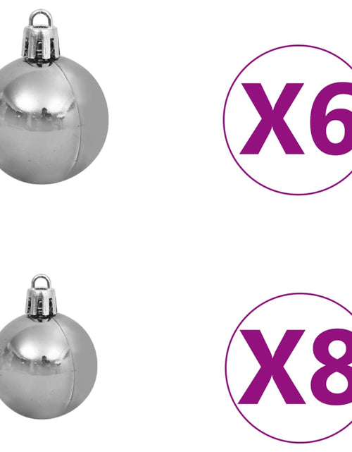 Încărcați imaginea în vizualizatorul Galerie, Jumătate brad Crăciun artificial cu set globuri, alb, 120 cm - Lando
