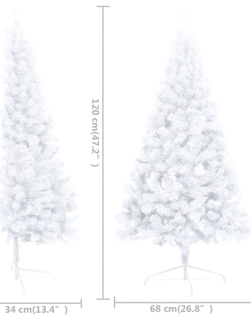 Загрузите изображение в средство просмотра галереи, Jumătate brad Crăciun artificial cu set globuri, alb, 120 cm - Lando

