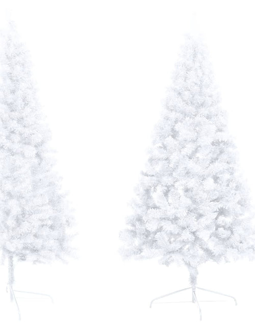 Загрузите изображение в средство просмотра галереи, Jumătate brad Crăciun pre-iluminat cu set globuri, alb, 150 cm - Lando
