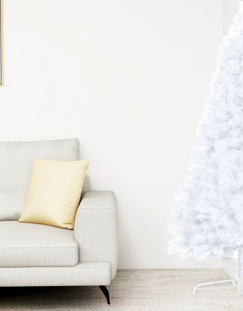 Загрузите изображение в средство просмотра галереи, Jumătate brad Crăciun pre-iluminat cu set globuri, alb, 180 cm - Lando
