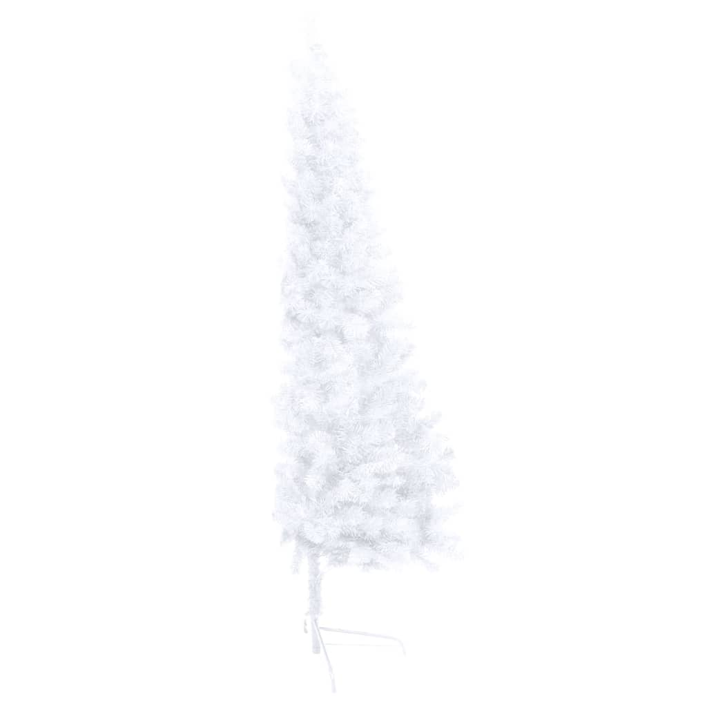 Jumătate brad Crăciun pre-iluminat cu set globuri, alb, 180 cm - Lando