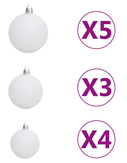 Загрузите изображение в средство просмотра галереи, Jumătate brad Crăciun pre-iluminat cu set globuri, alb, 210 cm - Lando

