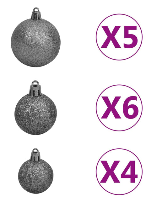 Загрузите изображение в средство просмотра галереи, Jumătate brad Crăciun pre-iluminat cu set globuri, alb, 240 cm - Lando
