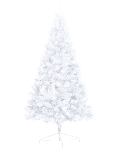 Încărcați imaginea în vizualizatorul Galerie, Jumătate brad Crăciun pre-iluminat cu set globuri, alb, 240 cm - Lando
