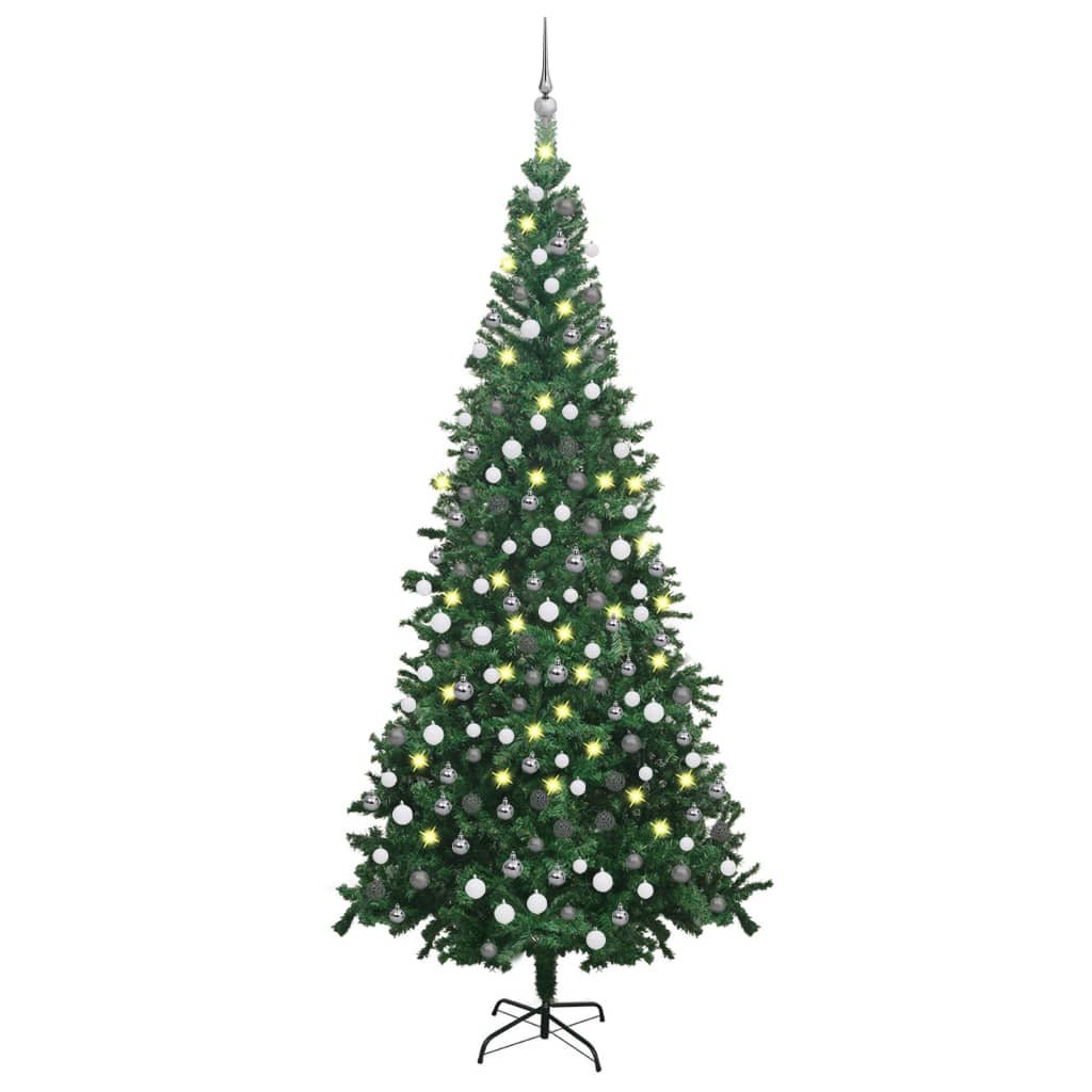 Brad de Crăciun pre-iluminat cu set globuri, verde, 240 cm, L - Lando