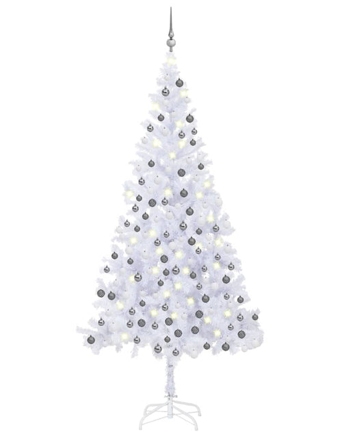 Încărcați imaginea în vizualizatorul Galerie, Brad de Crăciun pre-iluminat cu set globuri, alb, 240 cm, L - Lando
