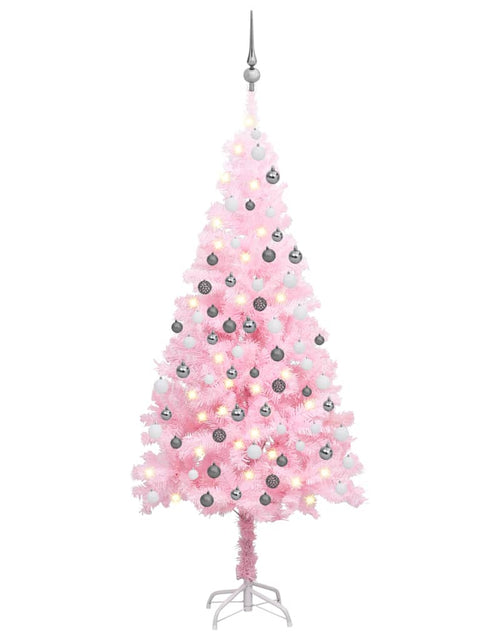 Încărcați imaginea în vizualizatorul Galerie, Brad Crăciun pre-iluminat cu set globuri, roz, 120 cm, PVC - Lando
