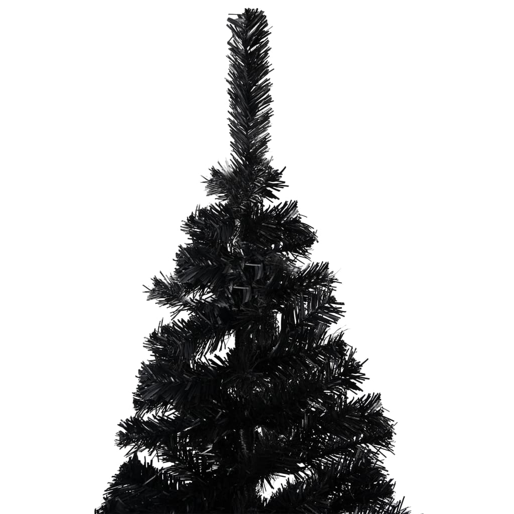 Brad Crăciun pre-iluminat cu set globuri, negru, 180 cm, PVC - Lando