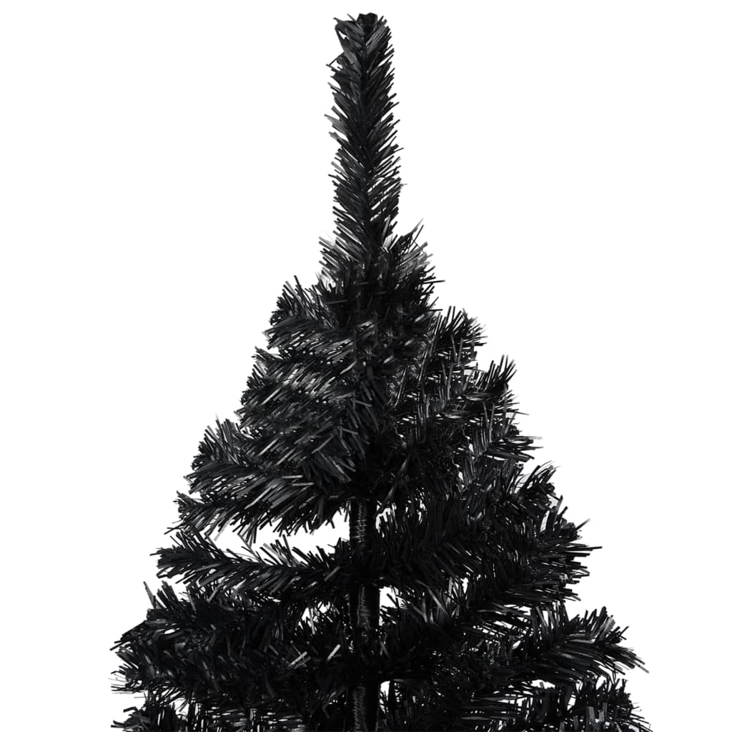 Brad Crăciun pre-iluminat cu set globuri, negru, 240 cm, PVC - Lando