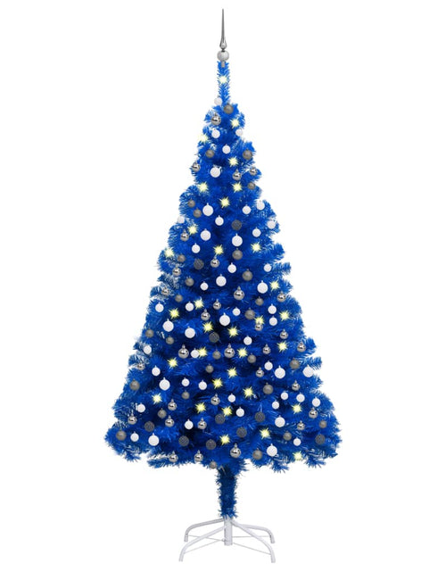 Încărcați imaginea în vizualizatorul Galerie, Brad Crăciun pre-iluminat cu set globuri, albastru, 210 cm, PVC - Lando
