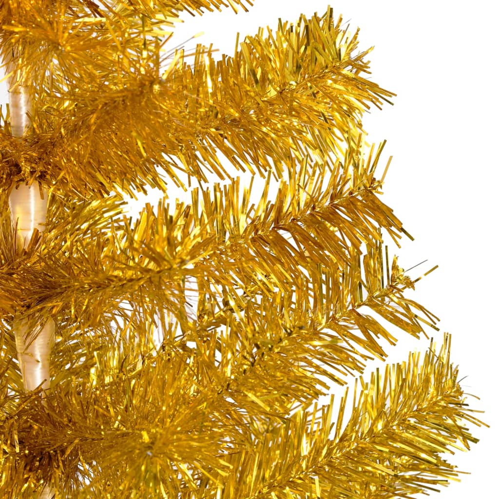 Brad Crăciun pre-iluminat cu set globuri, auriu, 120 cm, PET - Lando