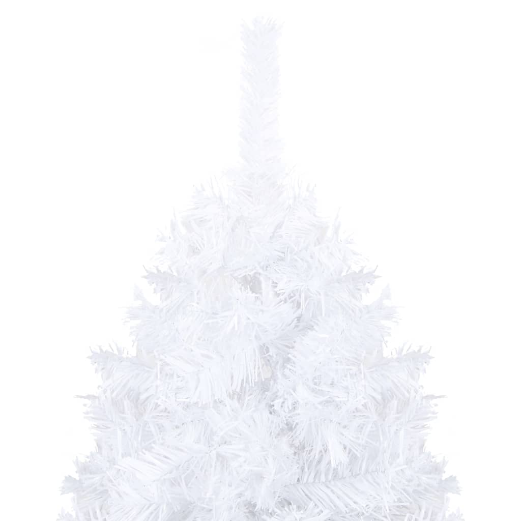 Brad Crăciun pre-iluminat artificial set globuri alb 150 cm PVC - Lando