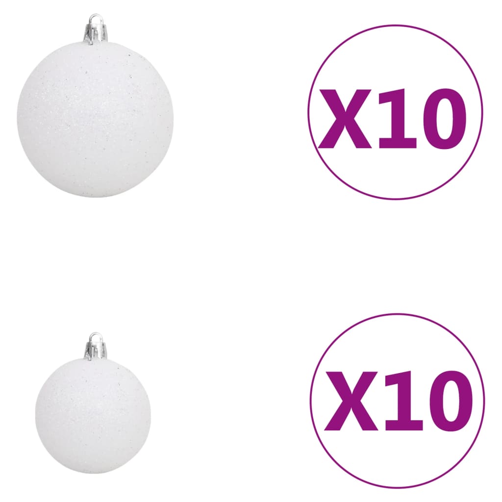 Brad Crăciun pre-iluminat artificial, set globuri, alb, 240 cm - Lando