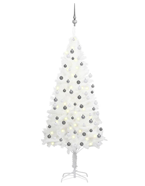 Încărcați imaginea în vizualizatorul Galerie, Brad Crăciun pre-iluminat artificial, set globuri, alb, 180 cm - Lando
