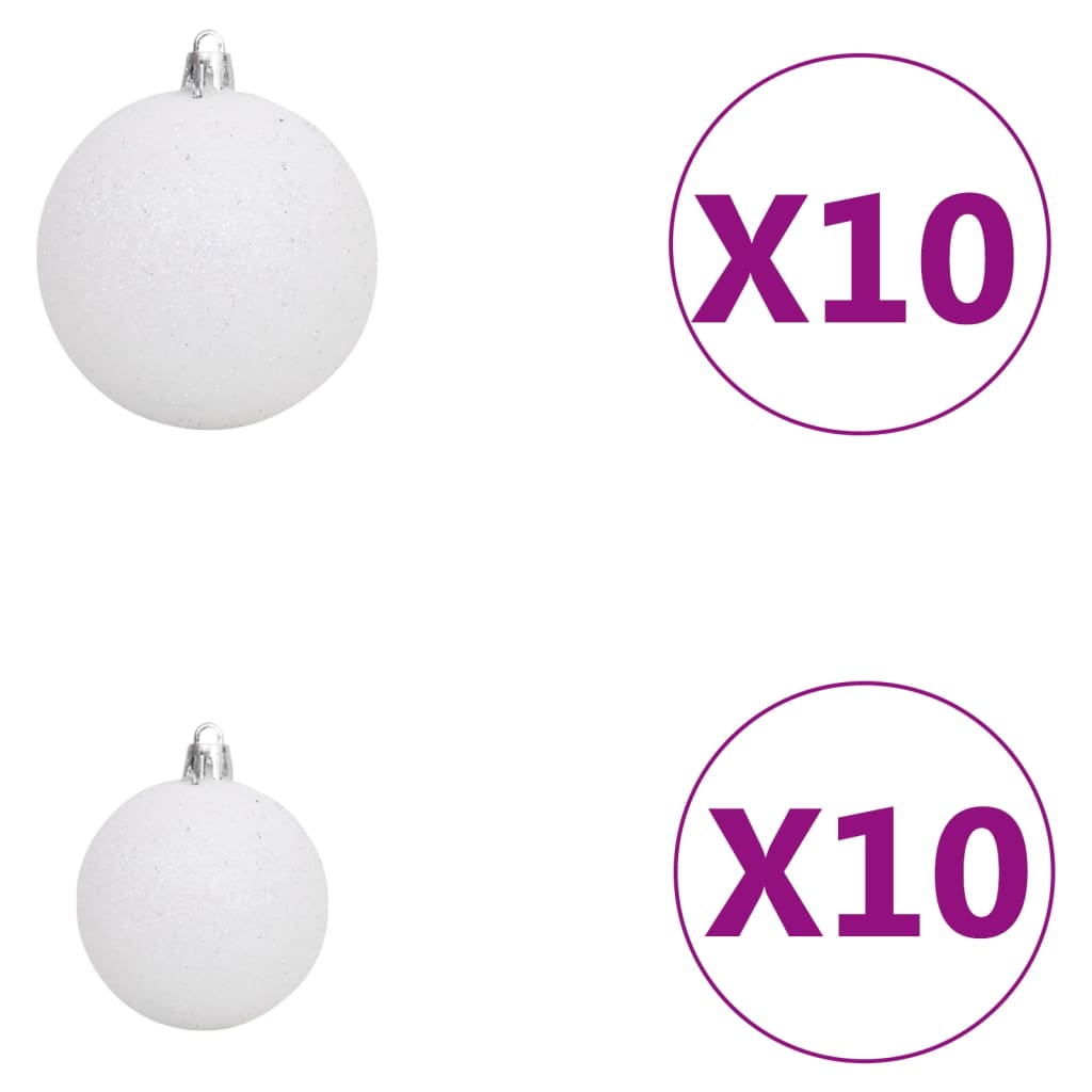 Brad de Crăciun pre-iluminat artificial, set globuri alb 210 cm - Lando
