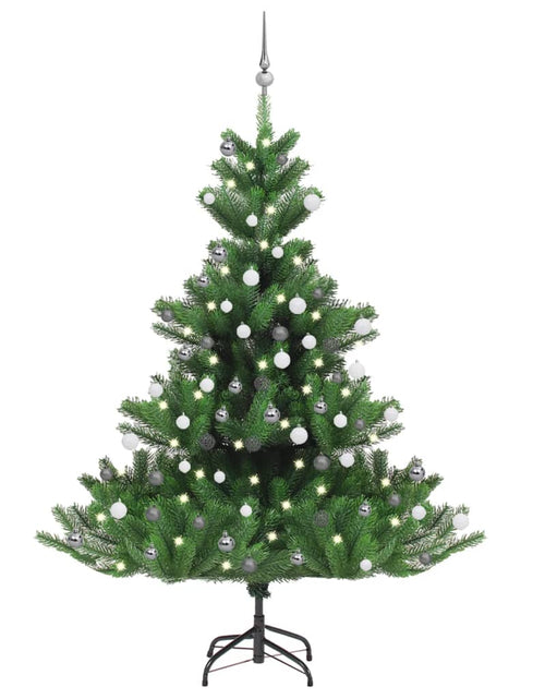 Încărcați imaginea în vizualizatorul Galerie, Pom Crăciun artificial brad Nordmann LED&amp;globuri verde, 180 cm - Lando

