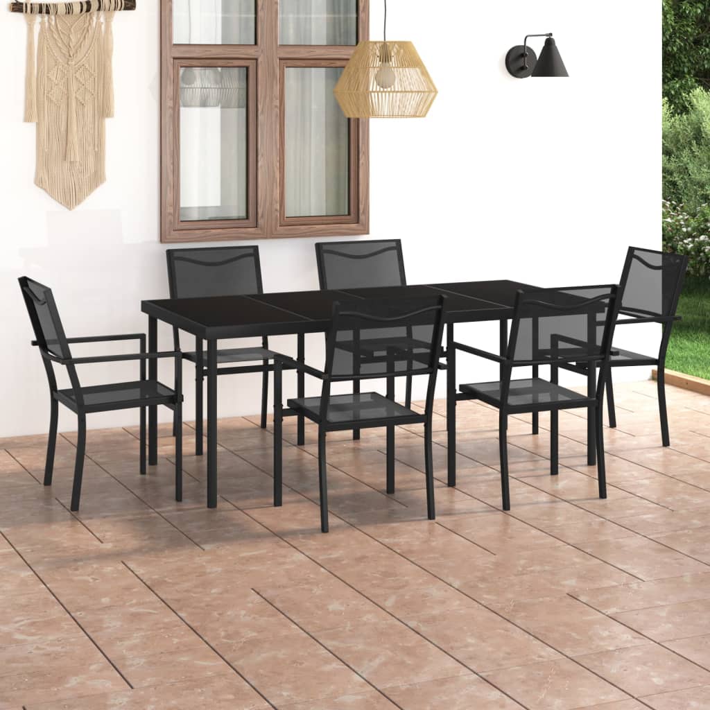 Set mobilier de exterior, 7 piese, oțel - Lando