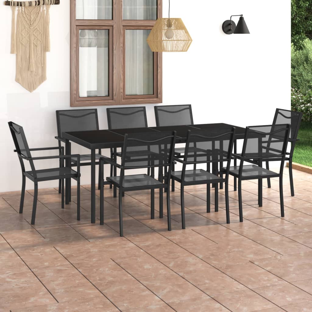 Set mobilier de exterior, 9 piese, oțel - Lando