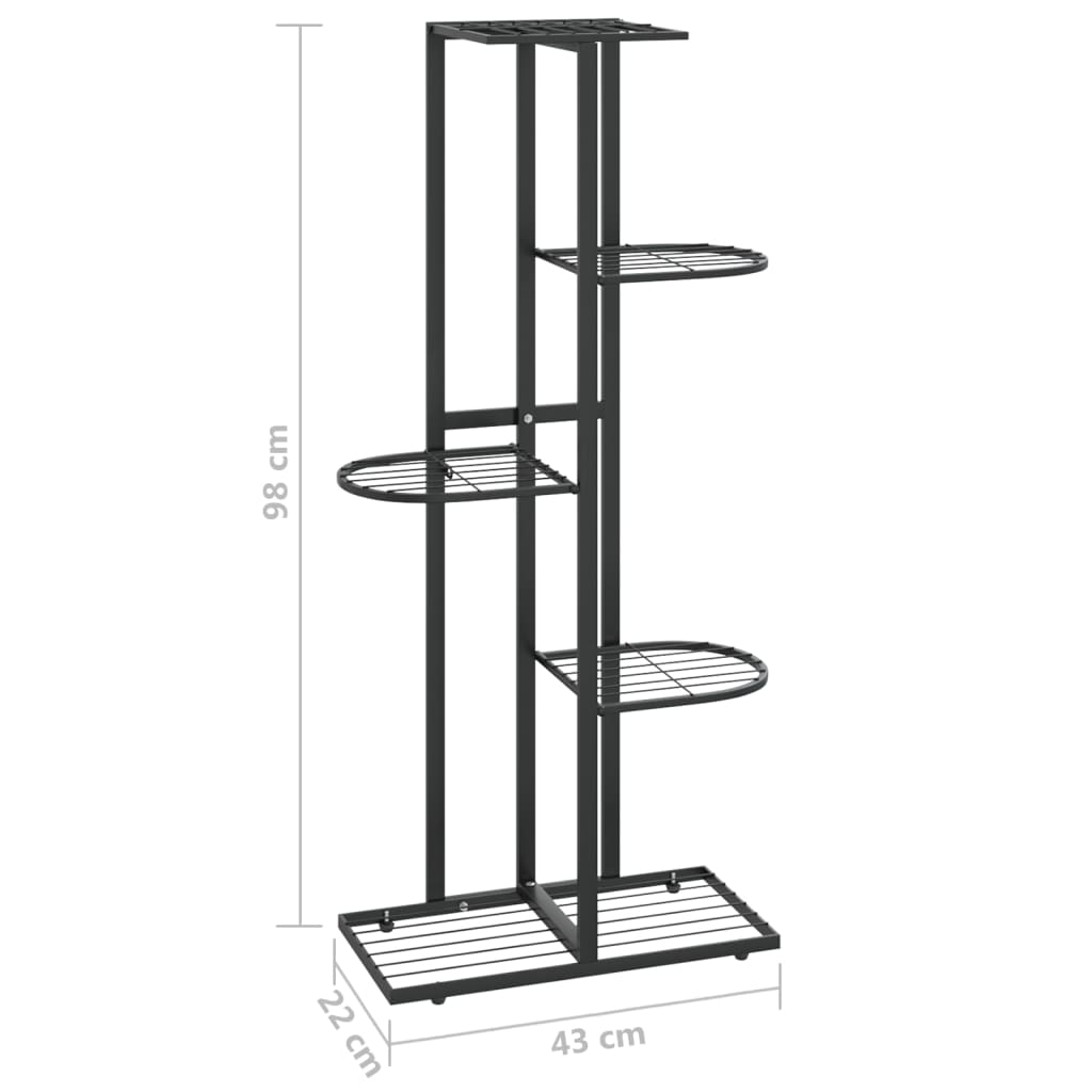 Suport pentru flori cu 5 niveluri, negru, 43x22x98 cm, metal Lando - Lando