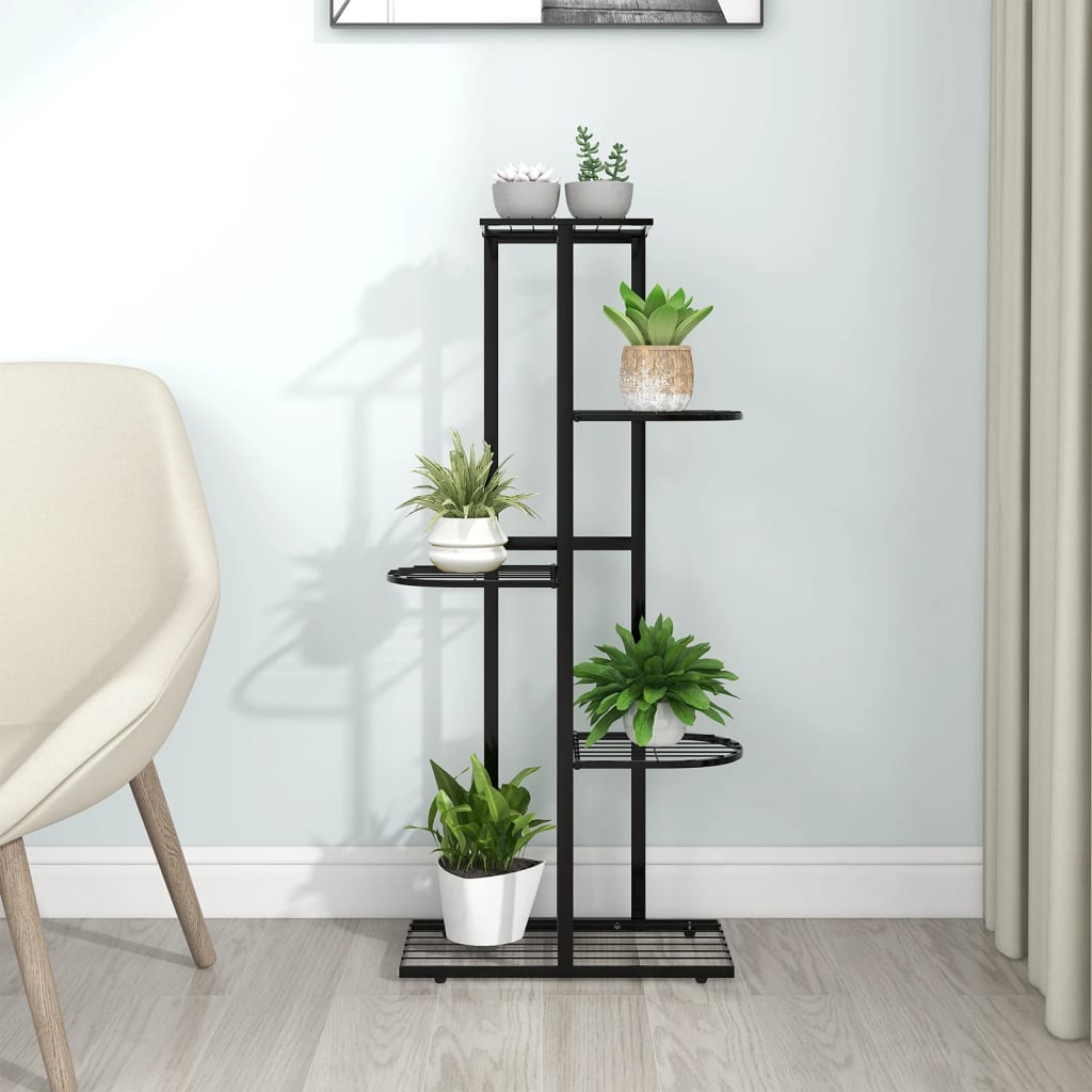 Suport pentru flori cu 5 niveluri, negru, 43x22x98 cm, metal Lando - Lando