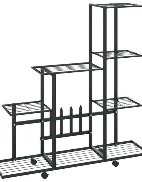 Загрузите изображение в средство просмотра галереи, Suport pentru flori cu roți, 94,5x25x92,5 cm, negru, metal - Lando
