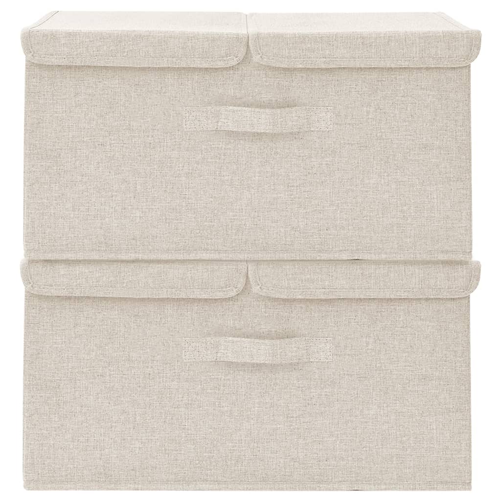 Cutii de depozitare 2 buc. crem 50x30x25 cm material textil - Lando