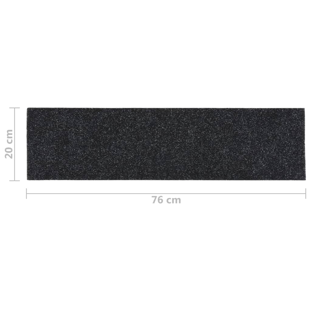 Covorașe de scări autoadezive, 15 buc., negru, 76x20 cm - Lando