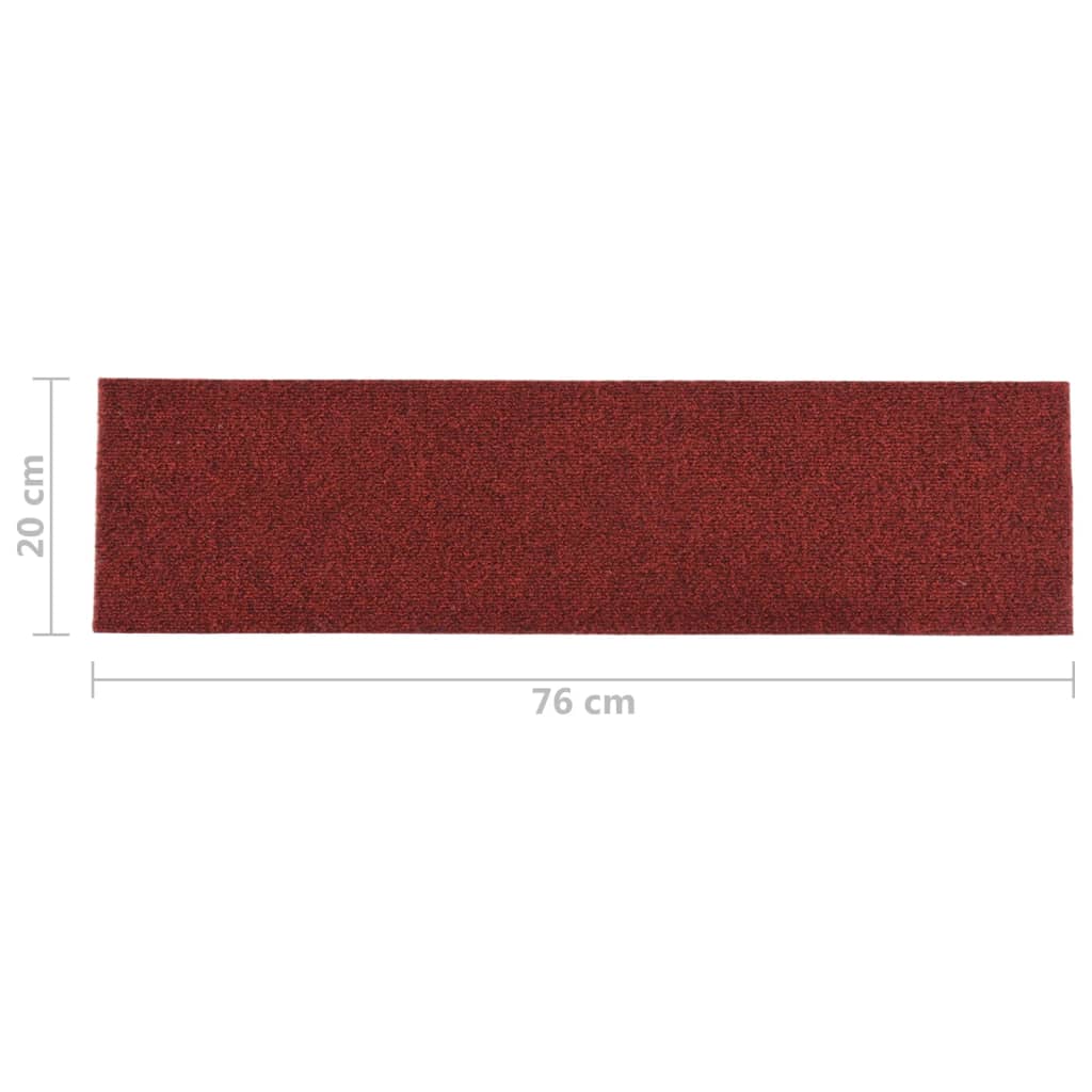 Covorașe scări autoadezive dreptunghiular 15 buc, roșu 76x20 cm - Lando