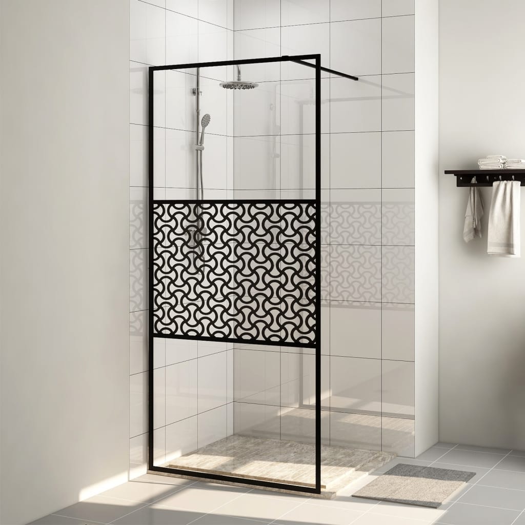 Paravan duș walk-in, negru, 100x195 cm, sticlă ESG transparentă Lando - Lando