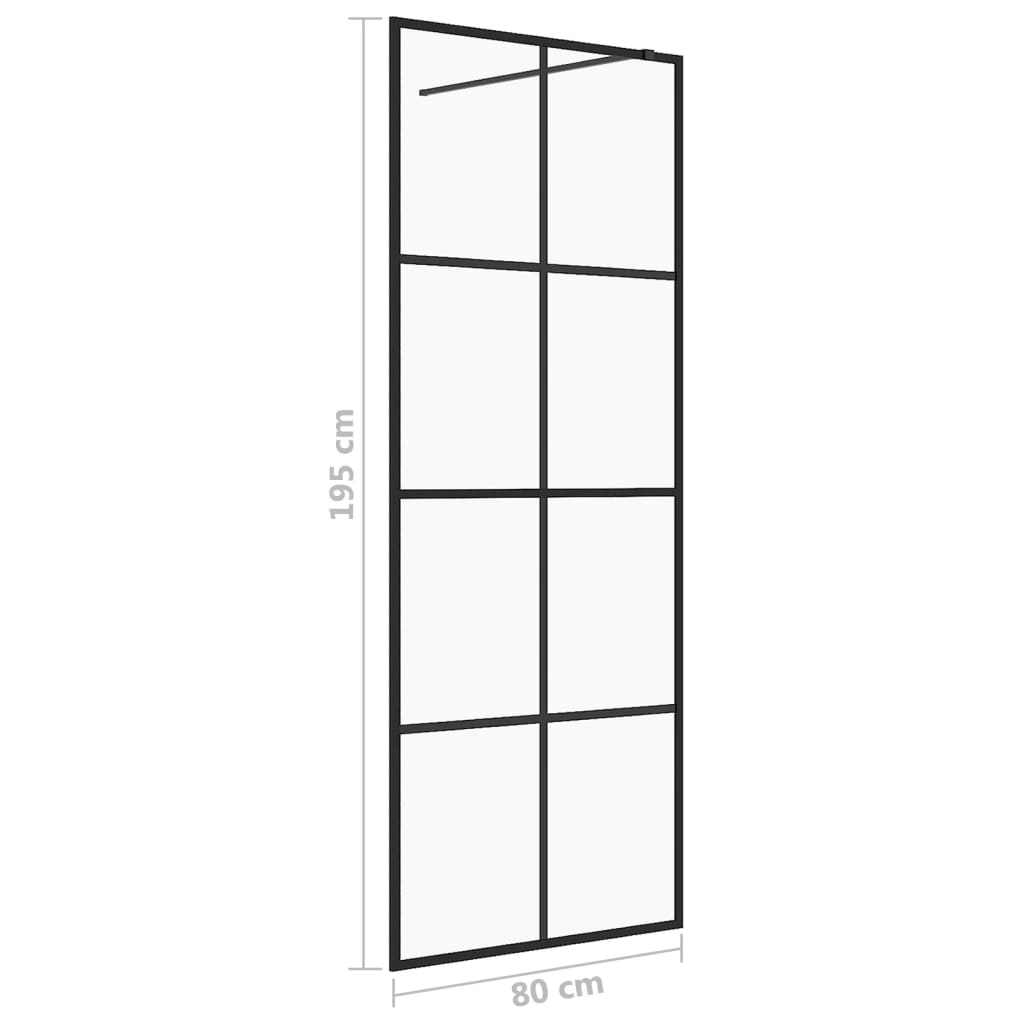 Paravan de duș walk-in negru 80x195 cm sticlă ESG transparentă - Lando