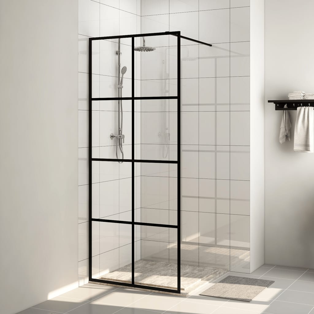 Paravan de duș walk-in negru 80x195 cm sticlă ESG transparentă - Lando