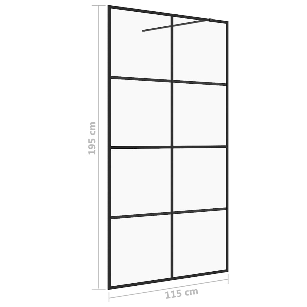 Paravan de duș walk-in negru 115x195 cm sticlă ESG transparentă - Lando