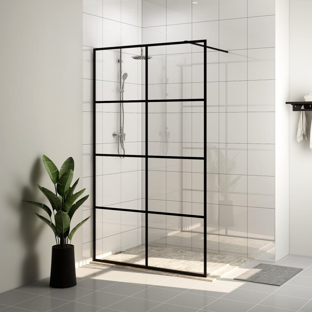 Paravan de duș walk-in negru 115x195 cm sticlă ESG transparentă - Lando