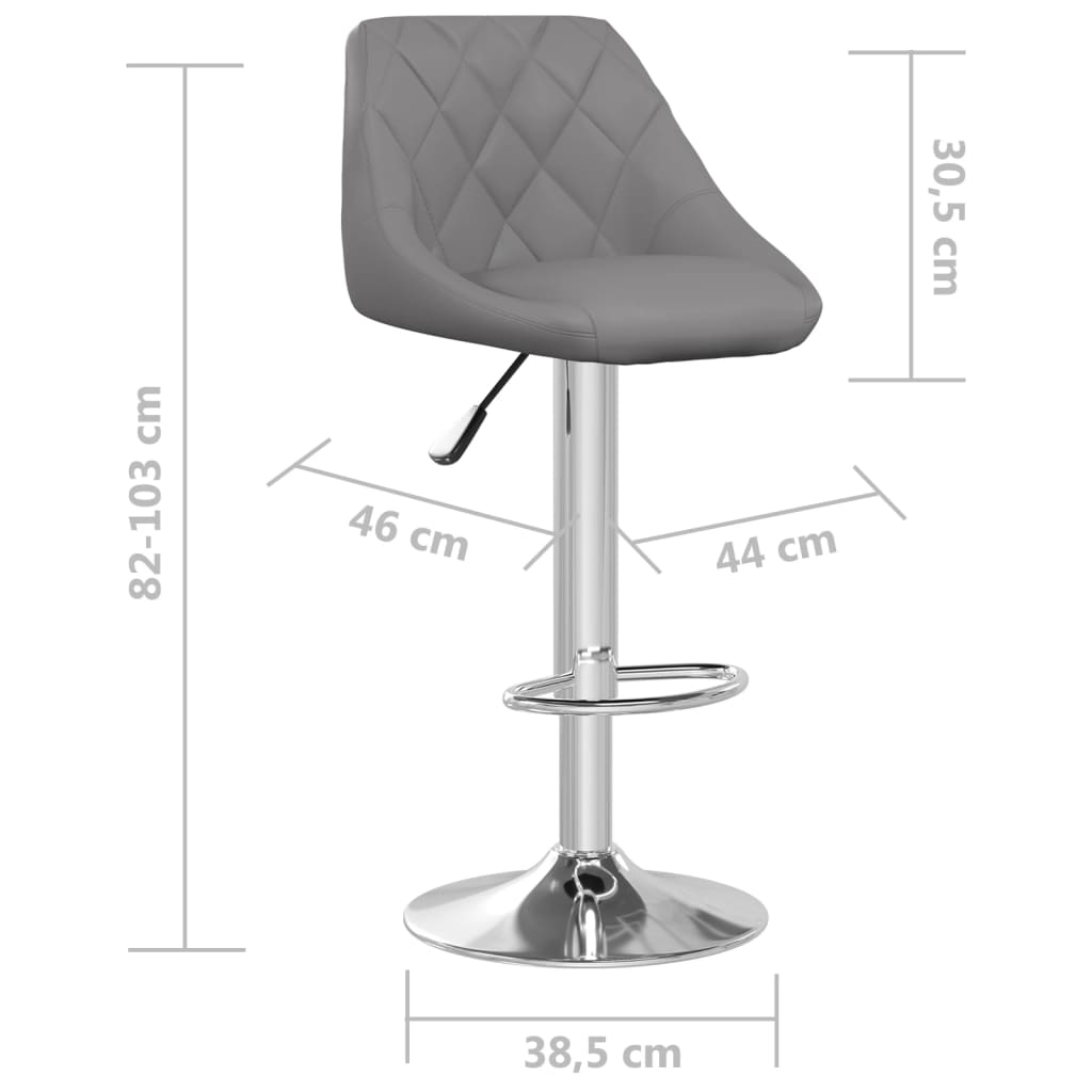 Scaune de bar, 2 buc., gri, piele ecologică - Lando