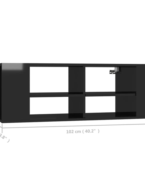 Загрузите изображение в средство просмотра галереи, Dulap TV montat pe perete, negru extralucios, 102x35x35 cm, PAL Lando - Lando
