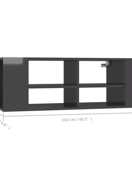 Загрузите изображение в средство просмотра галереи, Dulap TV montat pe perete, gri extralucios, 102x35x35 cm, PAL
