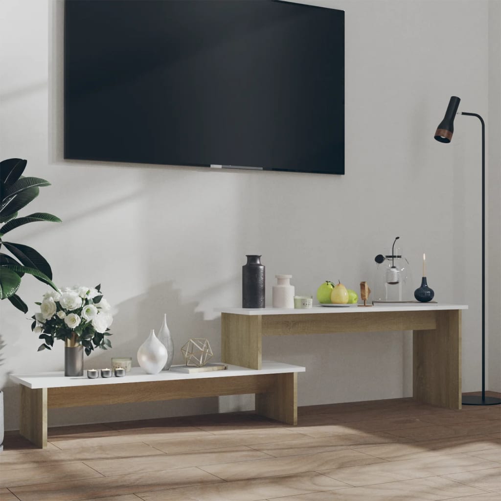 Comodă TV, stejar Sonoma și alb, 180x30x43 cm, PAL - Lando