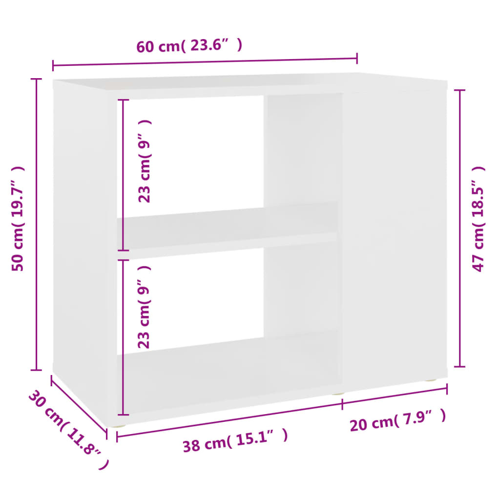 Dulap lateral, alb, 60x30x50 cm, PAL - Lando