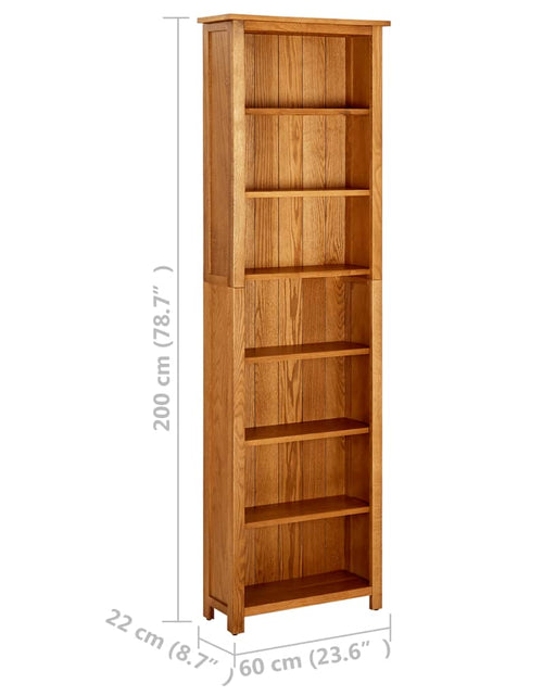 Загрузите изображение в средство просмотра галереи, Bibliotecă cu 7 rafturi, 60x22x200 cm, lemn masiv de stejar - Lando

