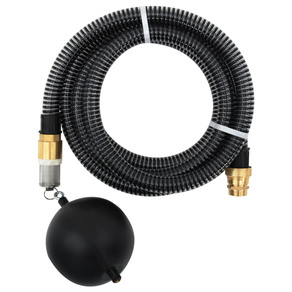 Furtun de aspirație cu racorduri din alamă, negru 1,1" 15 m PVC - Lando