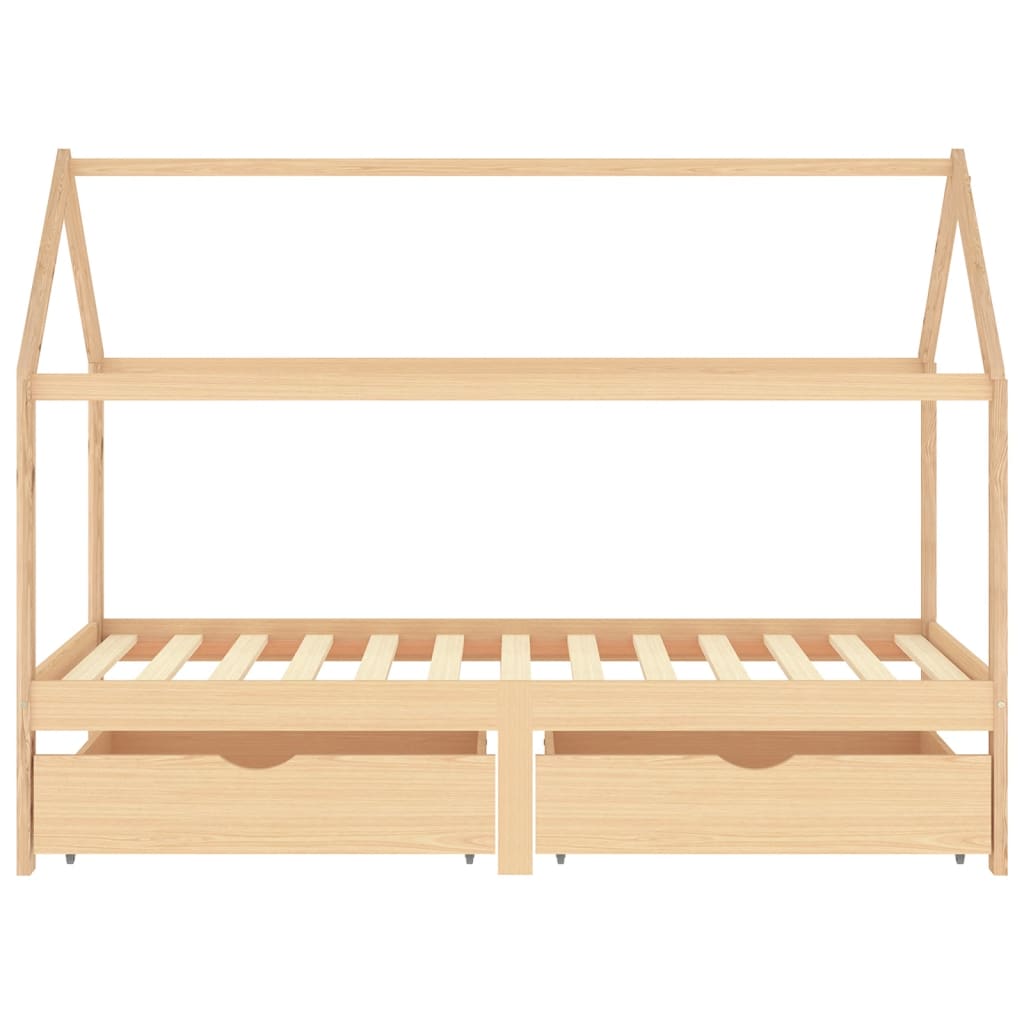 Cadru de pat copii, cu sertare, 90 x 200 cm, lemn masiv de pin - Lando