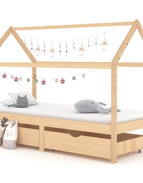 Încărcați imaginea în vizualizatorul Galerie, Cadru de pat copii, cu sertare, 90 x 200 cm, lemn masiv de pin - Lando
