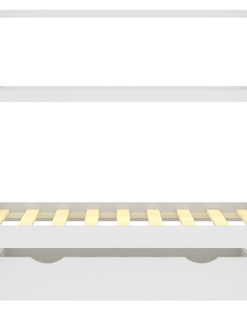 Загрузите изображение в средство просмотра галереи, Cadru pat copii cu un sertar, alb, 70x140 cm, lemn masiv de pin - Lando
