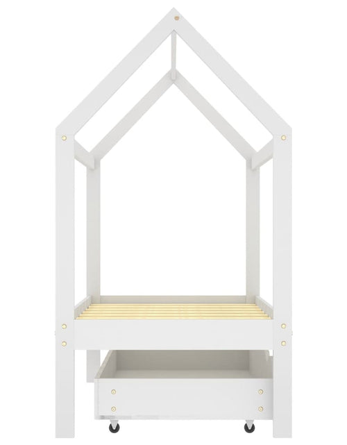 Încărcați imaginea în vizualizatorul Galerie, Cadru pat copii cu un sertar, alb, 70x140 cm, lemn masiv de pin - Lando
