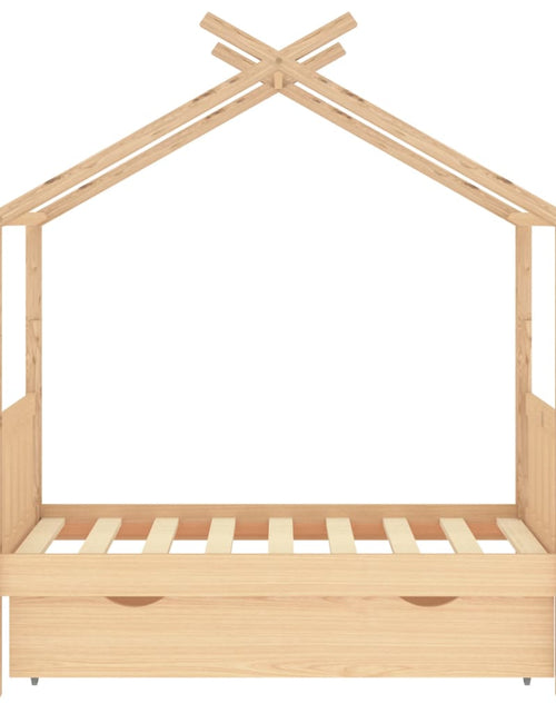 Încărcați imaginea în vizualizatorul Galerie, Cadru pat de copii, cu un sertar, 70x140 cm, lemn masiv de pin - Lando

