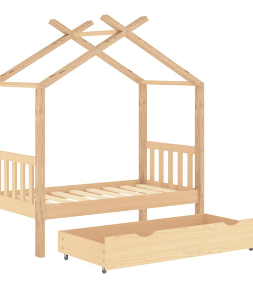 Încărcați imaginea în vizualizatorul Galerie, Lando-Cadru pat de copii, cu un sertar, 70x140 cm, lemn masiv de pin- mobila

