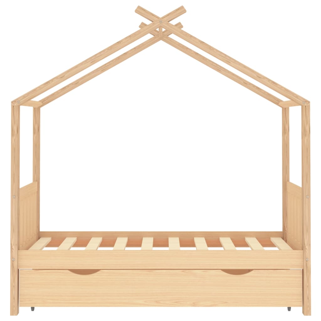 Cadru pat de copii, cu un sertar, 80x160 cm, lemn masiv de pin - Lando