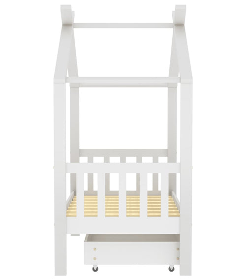Încărcați imaginea în vizualizatorul Galerie, Lando-Cadru pat de copii cu un sertar, alb, 70x140 cm, lemn masiv pin- mobila
