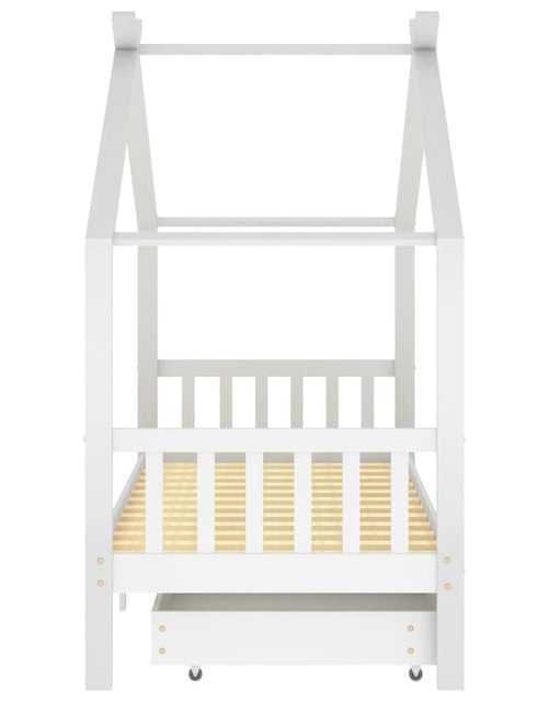 Încărcați imaginea în vizualizatorul Galerie, Cadru de pat copii, cu sertare, alb, 90x200 cm, lemn masiv pin - Lando
