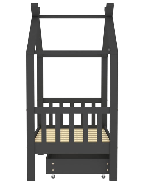 Загрузите изображение в средство просмотра галереи, Cadru pat copii cu sertar gri închis 70x140 cm lemn masiv pin - Lando
